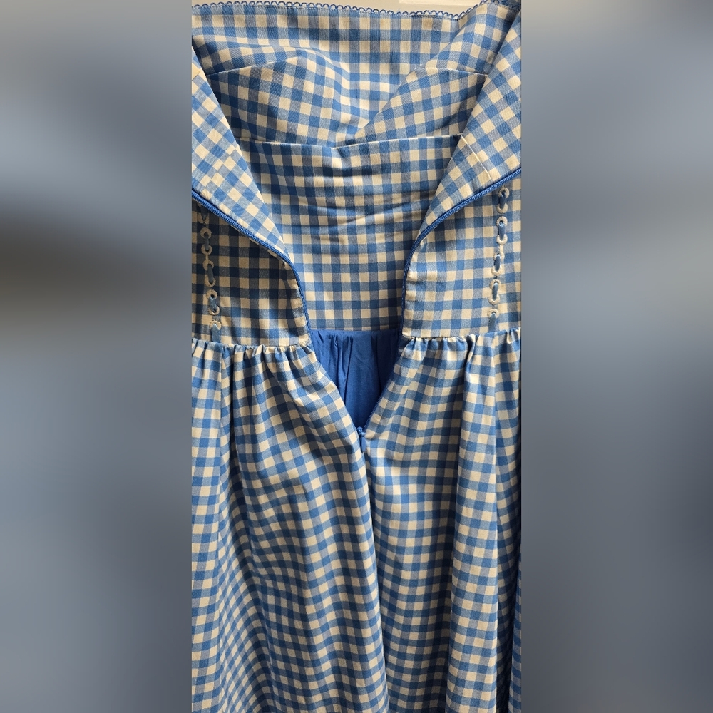 House of CB Vivien Blue and White Gingham Dress L Fuller Cup - Picture 5 of 6